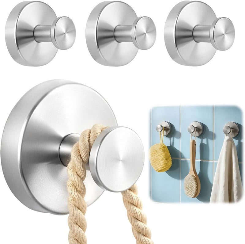 awrose 4 Packs Suction Cup Hooks for Shower, Heavy-Duty Wreath Hangers for Front Door, No Drill Glass Door Shower Suction Hooks No Damage for Walls Bathroom Kitchen Window Mirror Tile Towel Coat Robe Loofah - Image 1